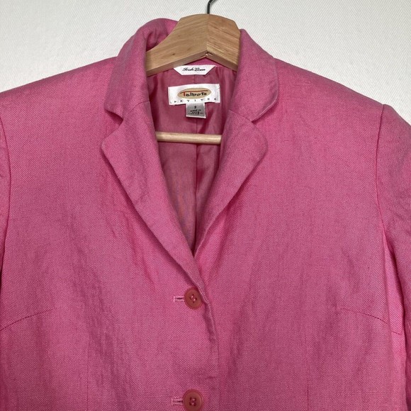 Talbots Womens Pink 100% Irish Linen Buttons Cardigan Jacket Blazer 3/4 Sleeve 2 - Picture 9 of 12